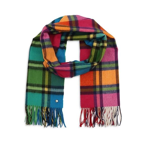 NWOT kate spade Plaid Mix Yarn Dye Wool Multicolor Colorful - Picture 2 of 12